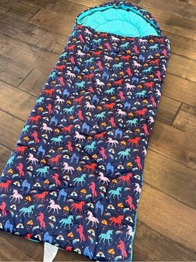 Unicorn Print Navy Kids Sleeping Sack with Teal Lining